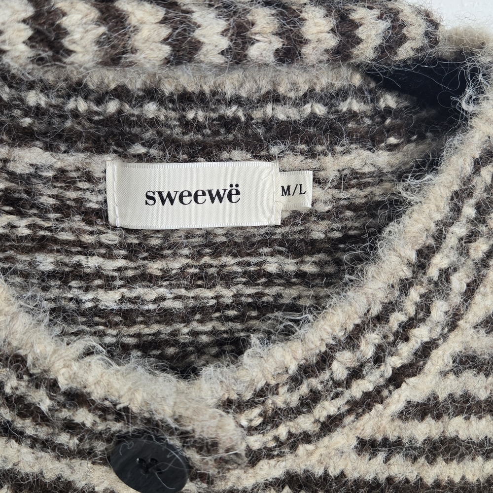 Striped Dark Brown and Cream Women's Cardigan - Picture 2 of 3